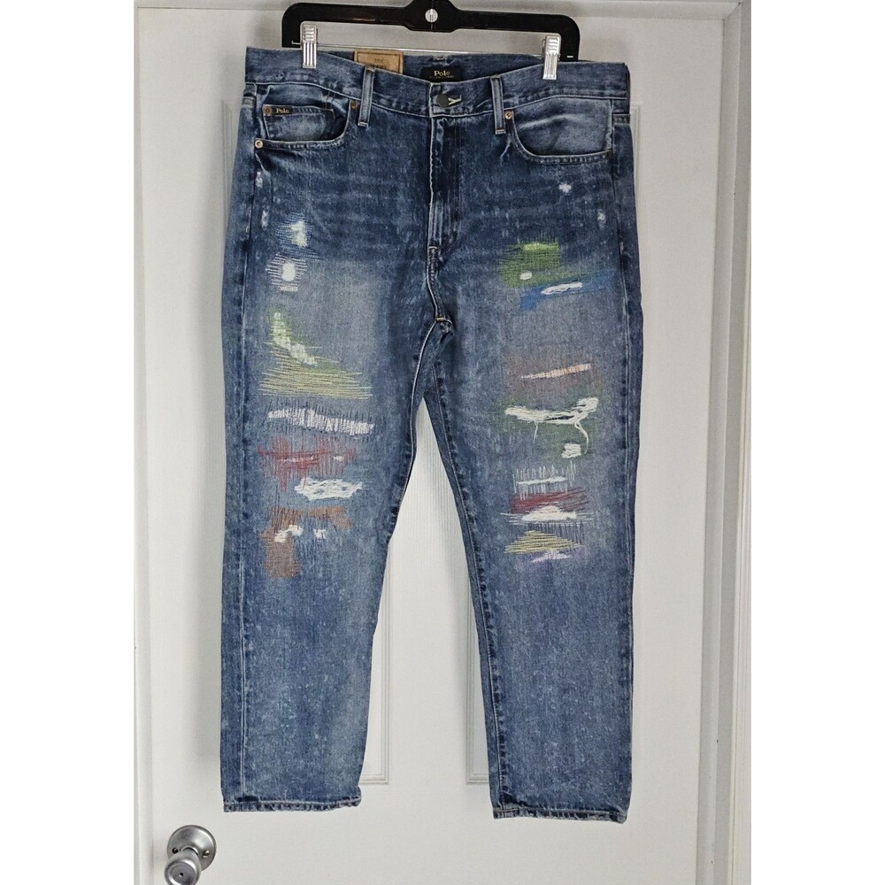 Polo Ralph Lauren The Avery Boyfriend Jeans Womens 31 Distressed Embroidered New